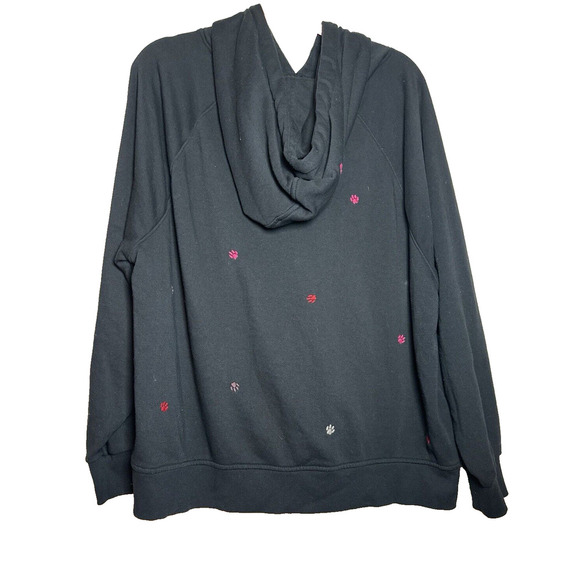 LOU & GREY Hoodie Womens Sz XL Embroidered Paw‎ Prints Colorful Rainbow Pet Bear - Picture 3 of 8
